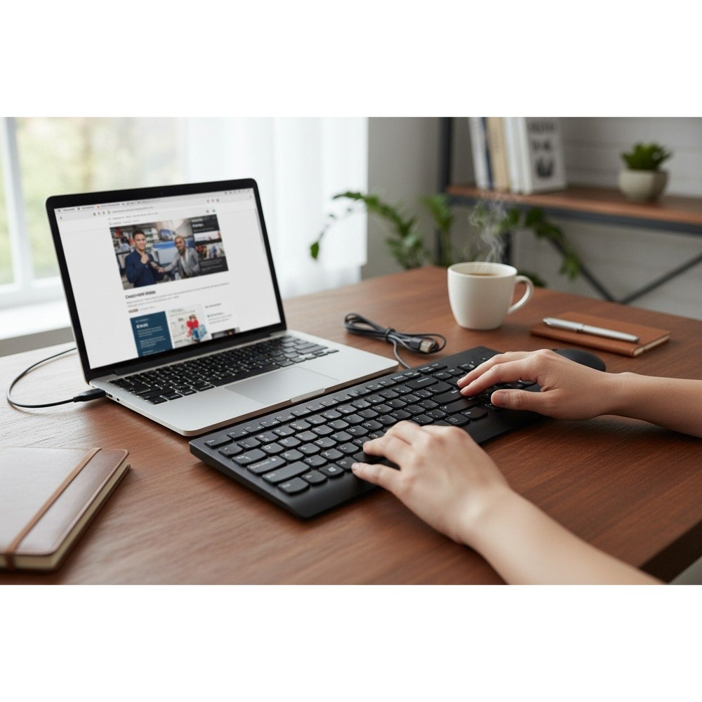 Lenovo Wired Keyboard Unisex OS Black Very Good EKB-536A USB Full Size Numeric